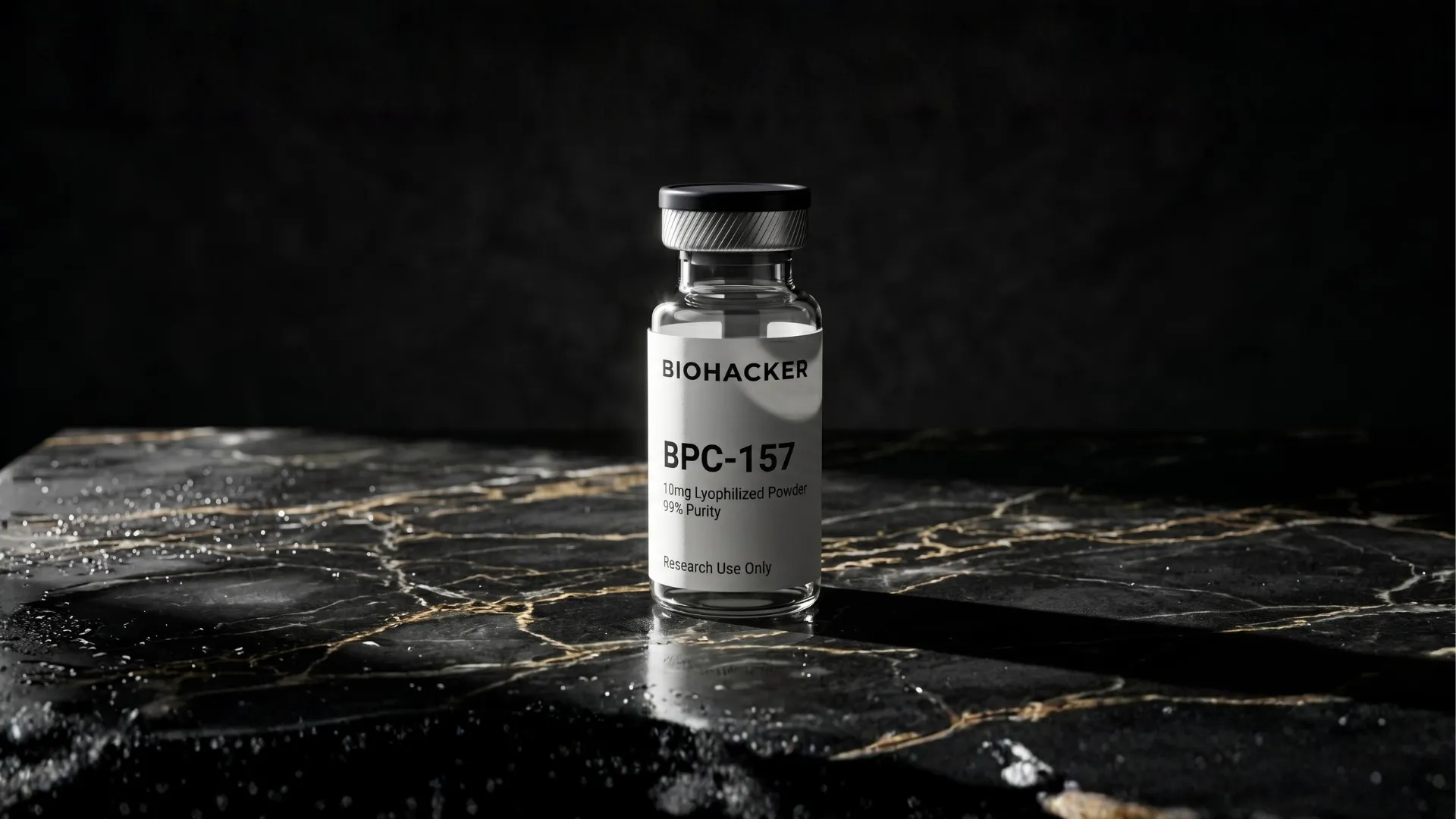 BIOHACKER BPC-157 vial — 10mg lyophilised powder, 99% purity
